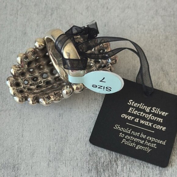 E&L Israel Statement Popcorn Ring Sterling Silver Electroform  Sz. 7 - Picture 14 of 15